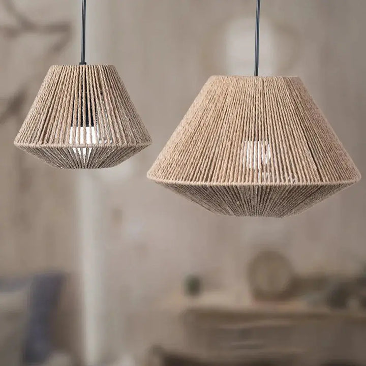 Elegant Rattan Pendant Lamp – Rustic Geometric Lighting for Any Space Kalsten