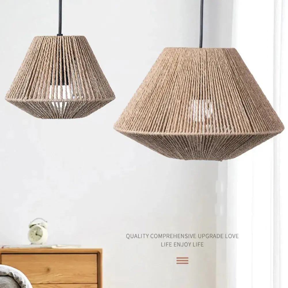 Elegant Rattan Pendant Lamp – Rustic Geometric Lighting for Any Space Kalsten