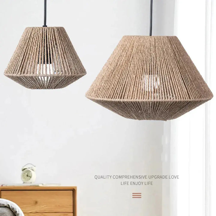 Elegant Rattan Pendant Lamp – Rustic Geometric Lighting for Any Space Kalsten
