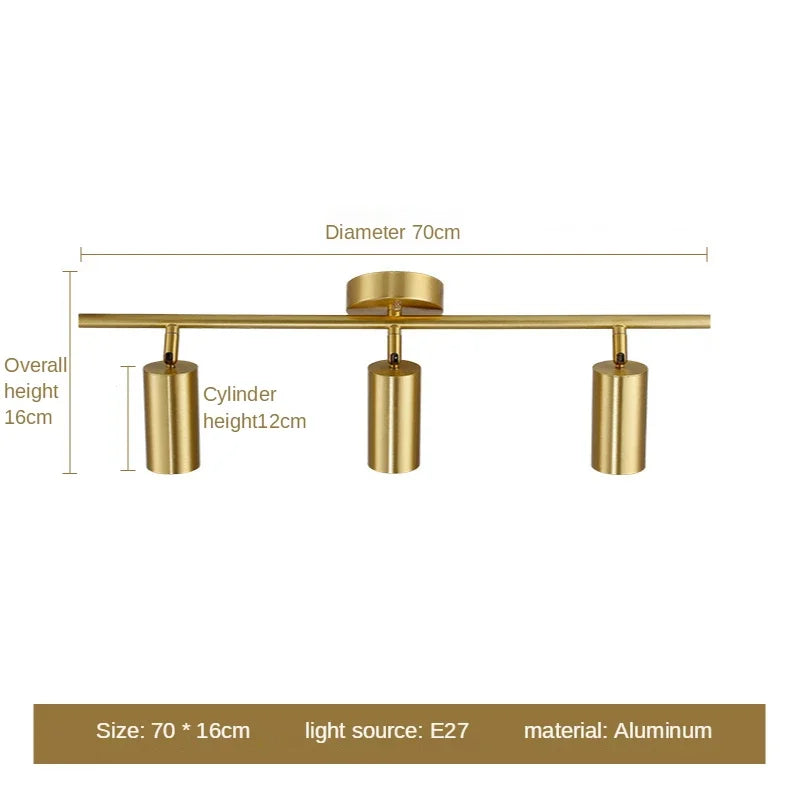Modern Gold Spotlight Ceiling Light – Nordic Minimalist E27 LED Fixture for Living Room, Bedroom, and Kitchen | Kalsten