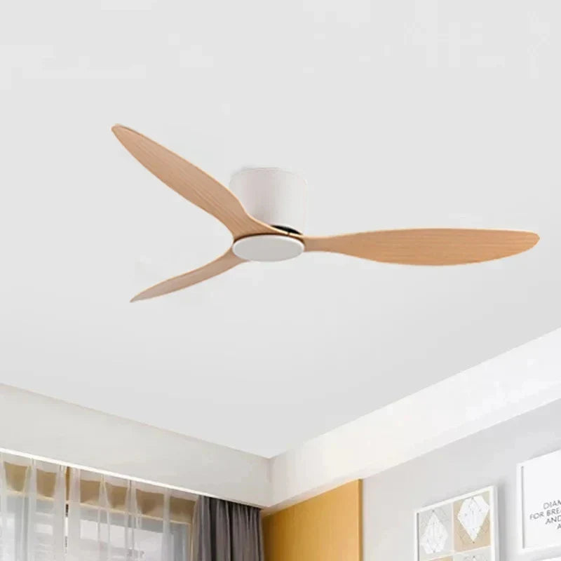 42-52 Inch Ceiling Fans with DC Motor — Remote Control Low Profile Cooling Fans, without Light, white Wood & black Options | Brehn