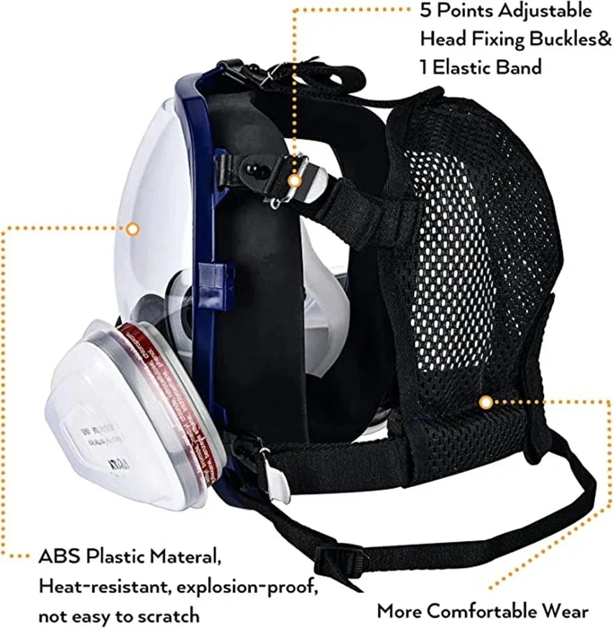 Kalsten | Full Face Respirator Mask with Anti-Fog Lens and Industrial Gas Filters