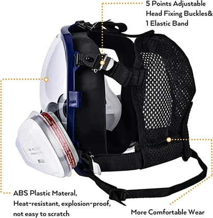 Skanto | Full Face Respirator Mask with Anti-Fog Lens and Industrial Gas Filters