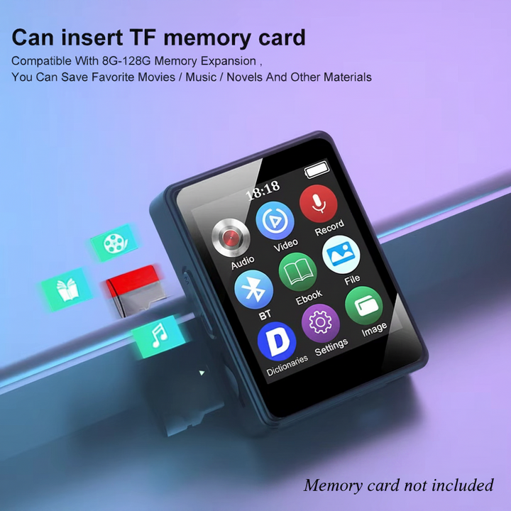 Kalsten | Portable Bluetooth MP3 Player with HiFi Stereo, Mini MP4 Video Playback, LED Screen and Voice Recording