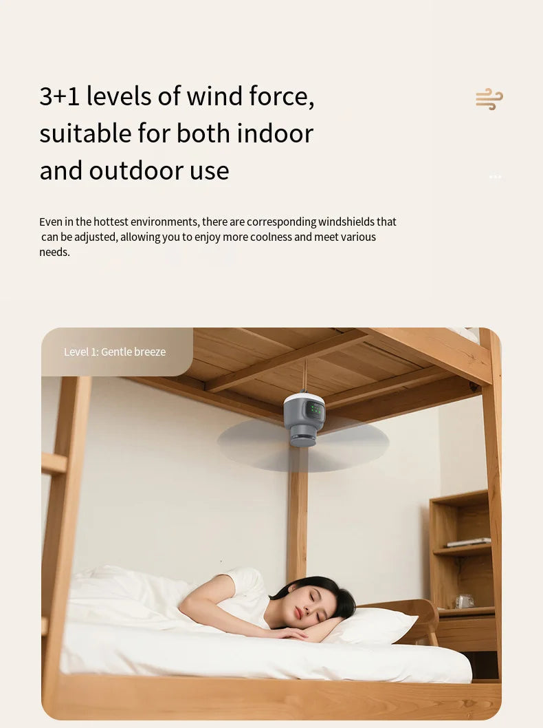 12000mAh Portable Ceiling & Camping Fan – Outdoor Tent Air Circulator and Cooling Ventilator | Kalsten
