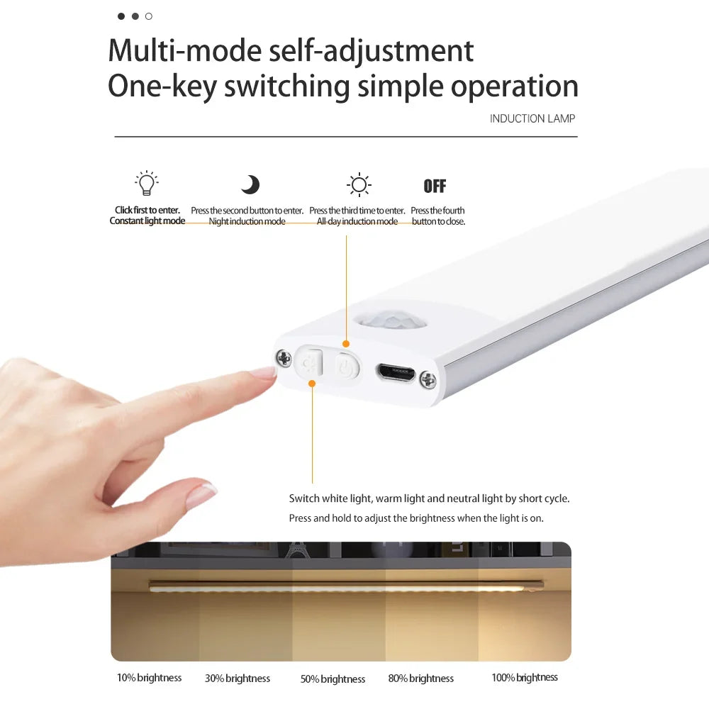 Motion Sensor Night Light – USB Rechargeable Wireless LED Lamp for Kitchen, Bedroom, Closet, and Wardrobe Lighting | Kalsten
