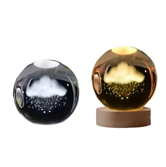 3D Crystal Night Light LED - Starry Sky Projector with Wooden Base, Romantic Lighting for Bedroom & Gifts | Kalsten