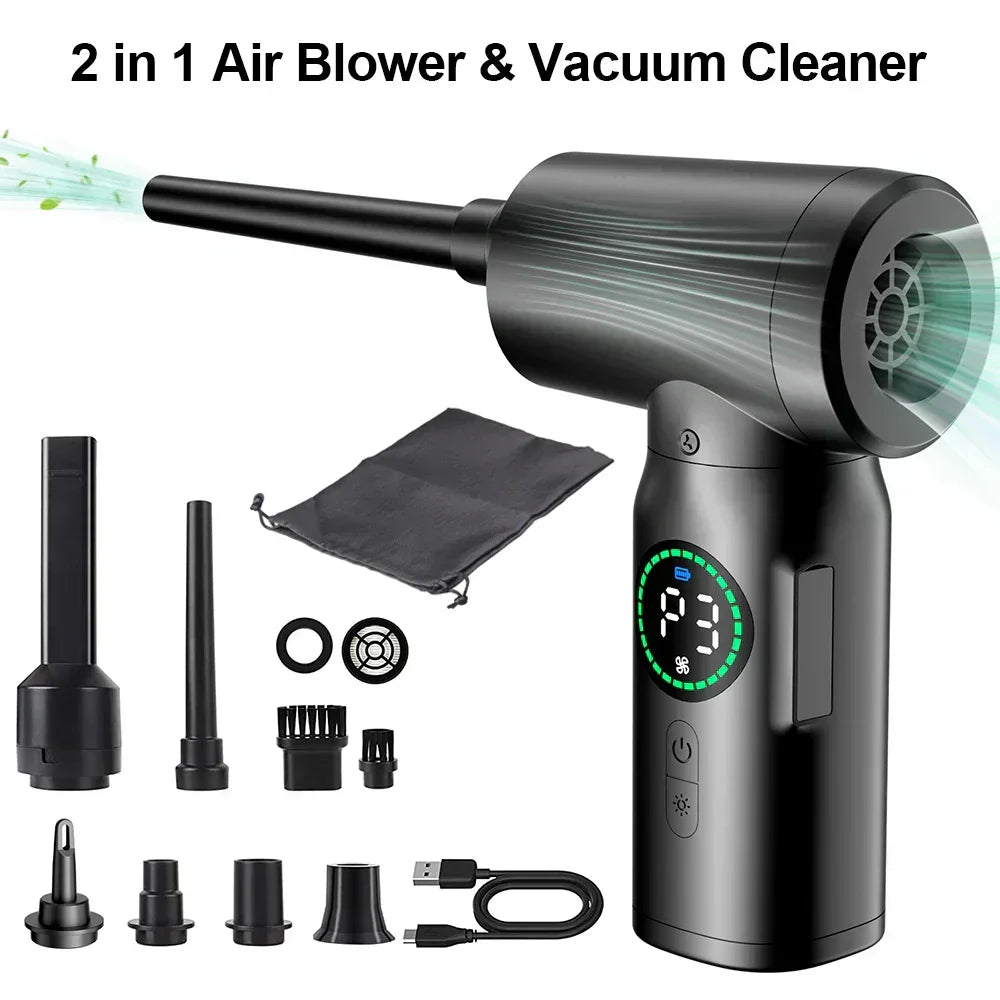 Skanto | 2-in-1 Portable Vacuum & Blower | 7500mAh Battery, LED Light & Versatile for Home, Car & Office Cleaning