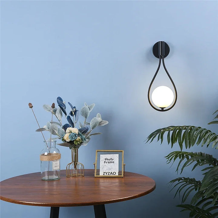 Modern Metal and Glass Ball Wall Lamp – Nordic Style Wall Lighting for Living Room, Bedroom, Aisle, Corridor, and Staircase – AC Powered, LED Bulb Included | Kalsten