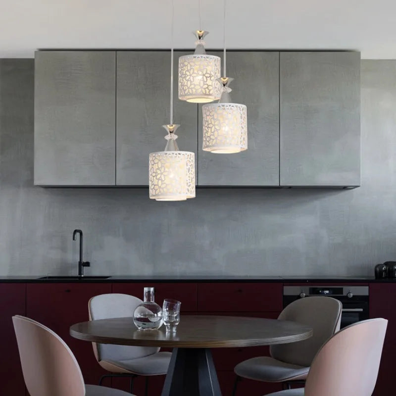 Modern White Crystal Pendant Chandelier – Recessed Ceiling Light Fixture with LED Bulbs for Bedroom, Living Room, Kitchen, and Stairs | Kalsten