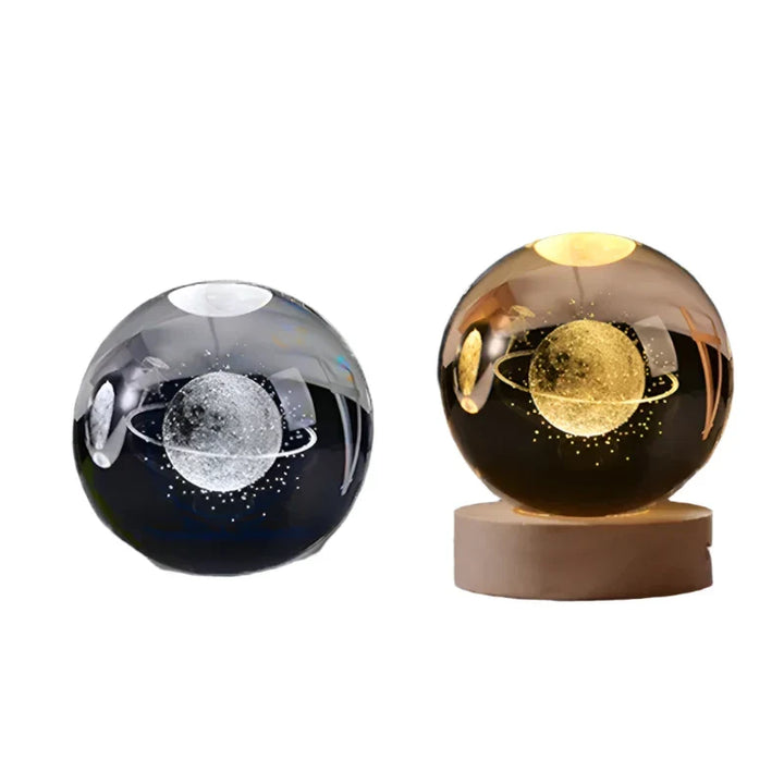 3D Crystal Night Light LED - Starry Sky Projector with Wooden Base, Romantic Lighting for Bedroom & Gifts | Kalsten