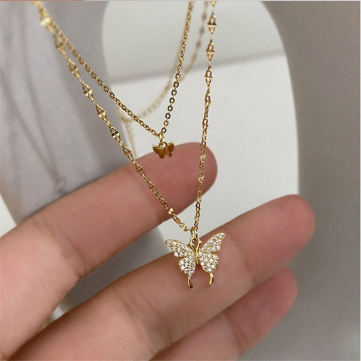Kalsten | Dreamy Wings Silver Double Layer Necklace