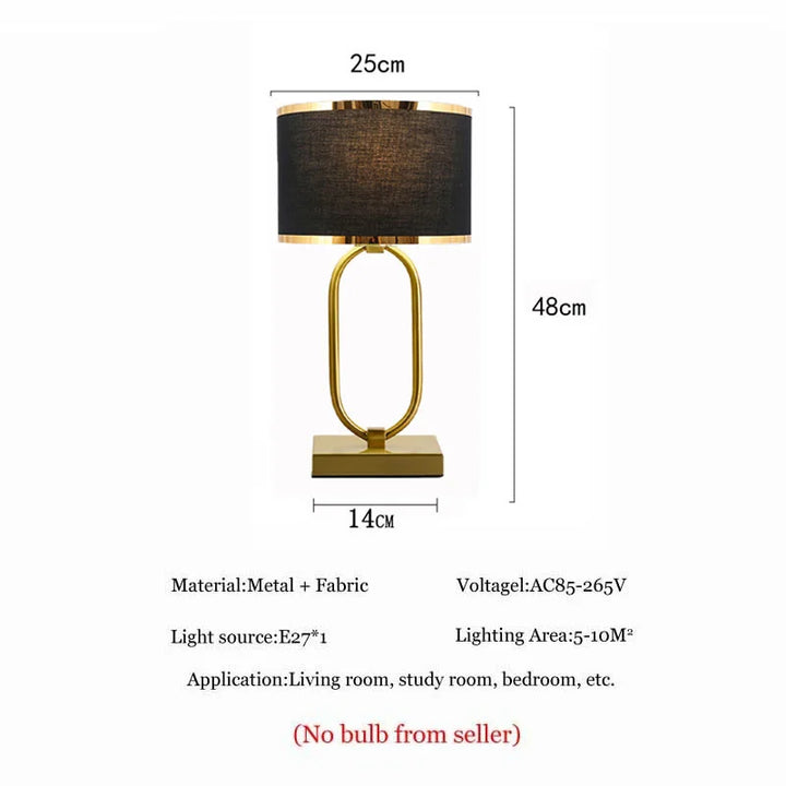 Luxurious European Cloth and Metal Table Lamp - Perfect for Study, Bedside, and Living Room Décor | Kalsten