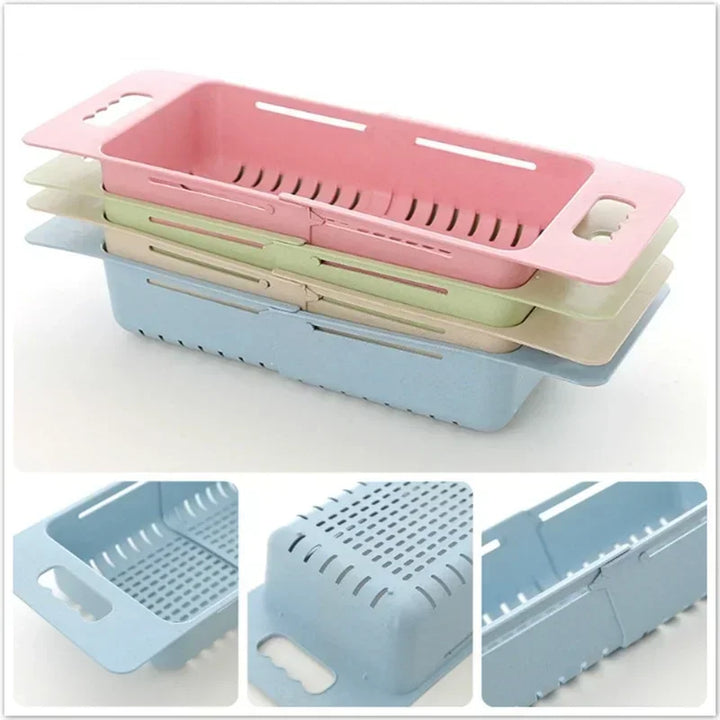 FlexDrain Draining Basket Kitchen – Adjustable Sink Organizer | Auto Drain & Fruit Vegetable Dryer | Space-saving Kitchen Accessory | Kalsten