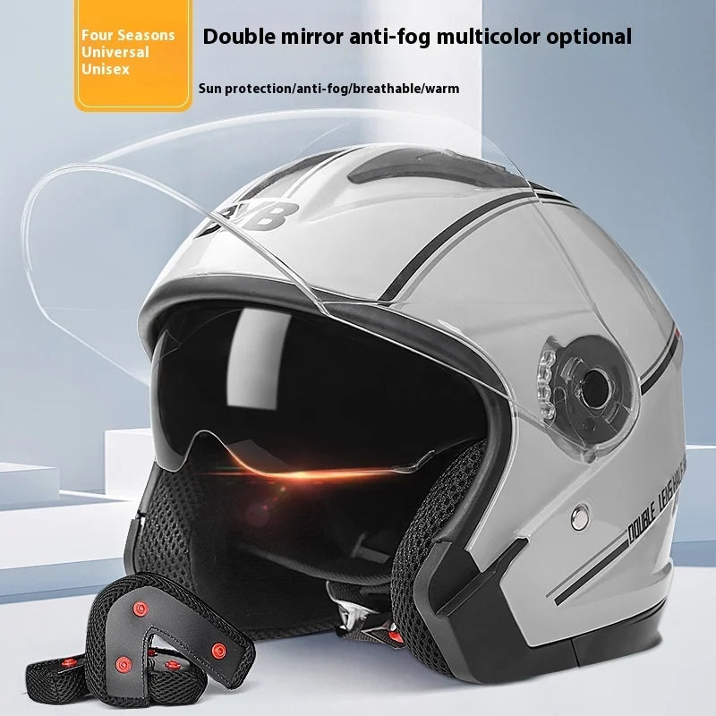 Kalsten | Retro 3/4 Open-Face Motorcycle Helmet with Dual Lens – AeroRide