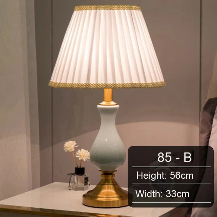 Modern Hotel Bedside Lamp Table Ceramic Light - Nordic Ins Fabric Desk Light - Household Foyer Living Room Bedside Study Desk Lamp | Kalsten