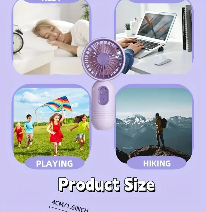 Mini Handheld USB Fan – 3-Speed Strong Wind Portable Desk Fan, Rechargeable for Students, Office, Outdoor, Travel, and Camping | Kalsten