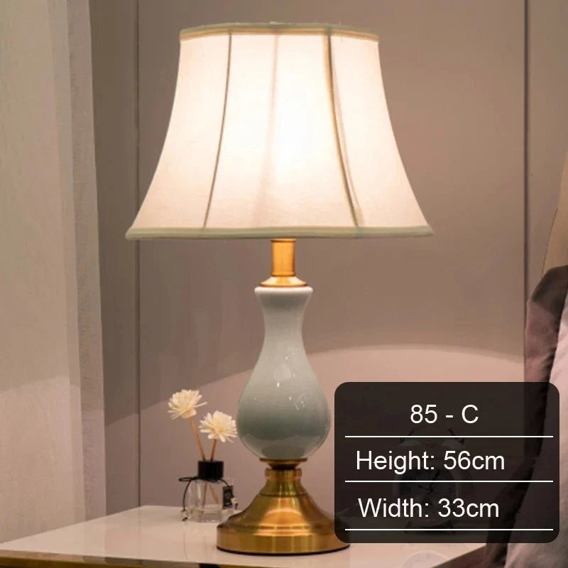Modern Hotel Bedside Lamp Table Ceramic Light - Nordic Ins Fabric Desk Light - Household Foyer Living Room Bedside Study Desk Lamp | Kalsten