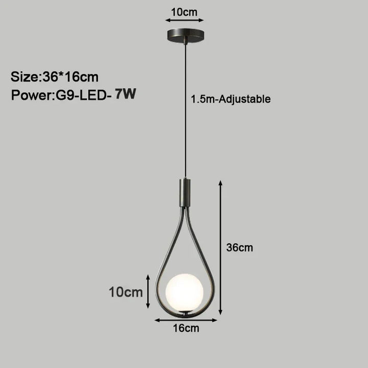 Modern LED Pendant Light – Nordic Frosted Glass Ball Chandelier with G9 Bulb for Bedroom, Living Room, and Dining Room | Kalsten