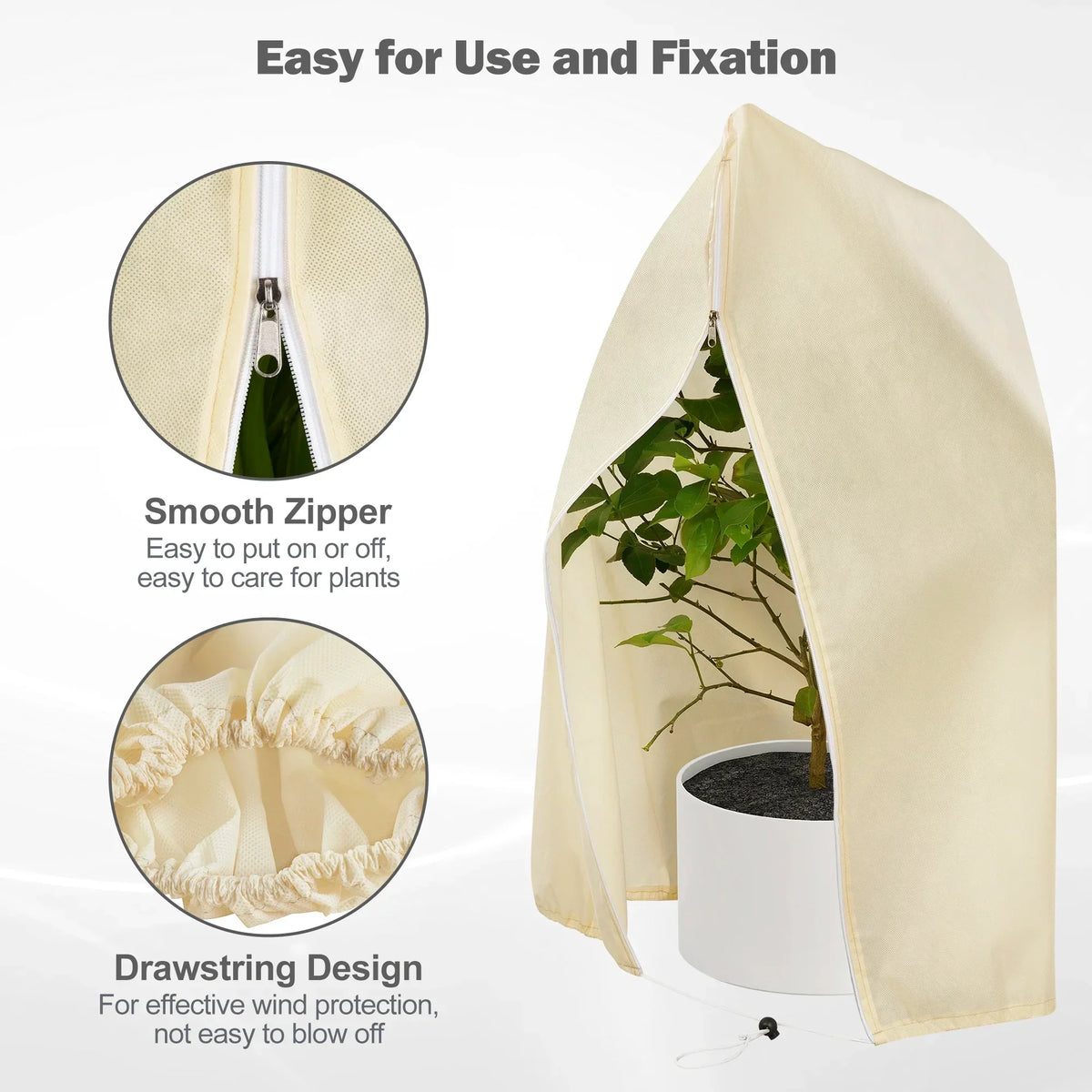 BowLift | Winter protection cover for plants - Frost protection with zipper and drawstring, breathable for palms and potted plants in the garden