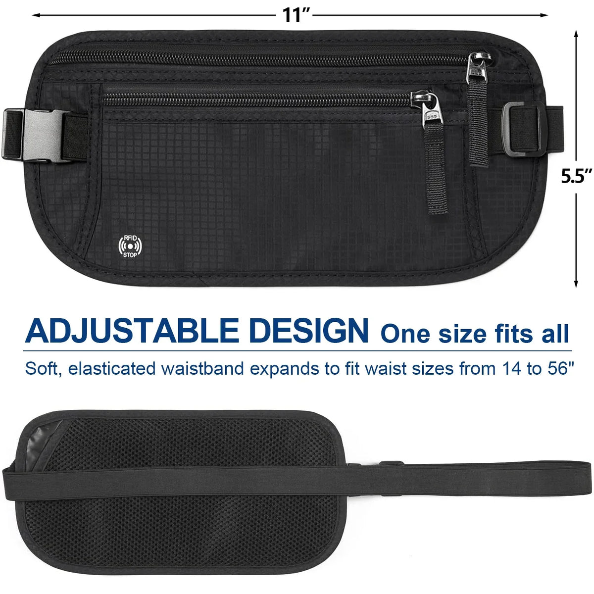 BowLift | SafeTraveler Waist Bag | RFID Protection | Hidden Security Pocket | For Men & Women