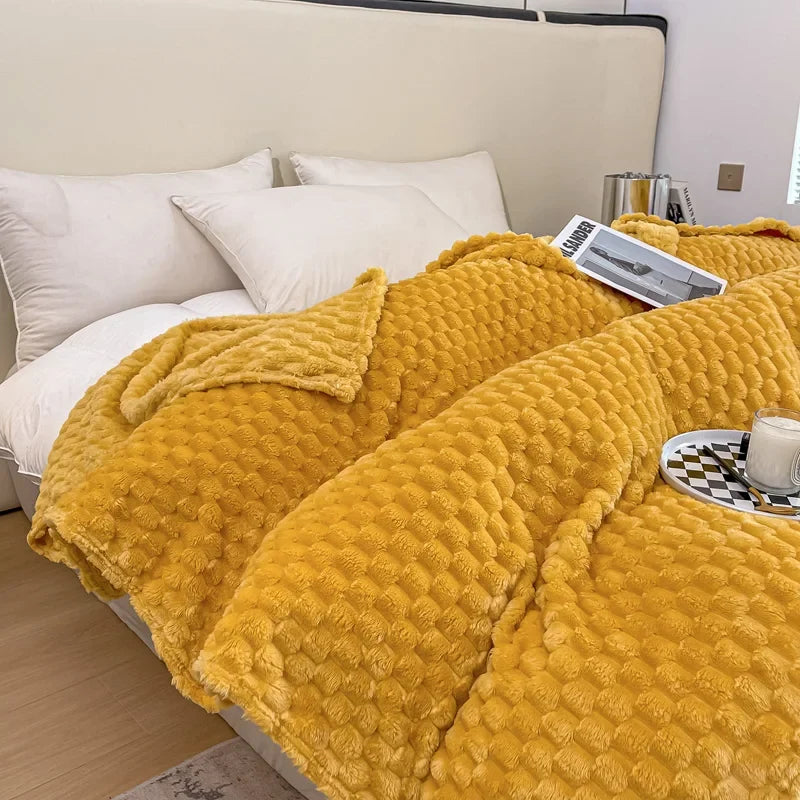 Kalsten | Checked Soft Velvet Blanket Warm Cozy Throw for Couch and Bed