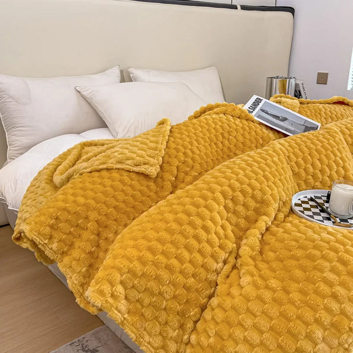 Kalsten | Checked Soft Velvet Blanket Warm Cozy Throw for Couch and Bed