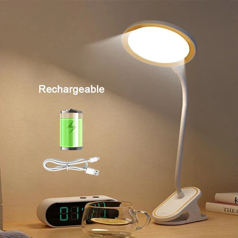 ClipLuma LED Table Lamp | USB Rechargeable | 3 Brightness Levels | Eye-Friendly | With Clip Mount | Kalsten