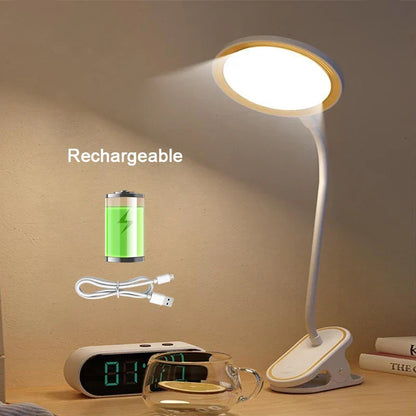 BowLift | ClipLuma LED Table Lamp | USB Rechargeable | 3 Brightness Levels | Eye-Friendly | With Clip Mount