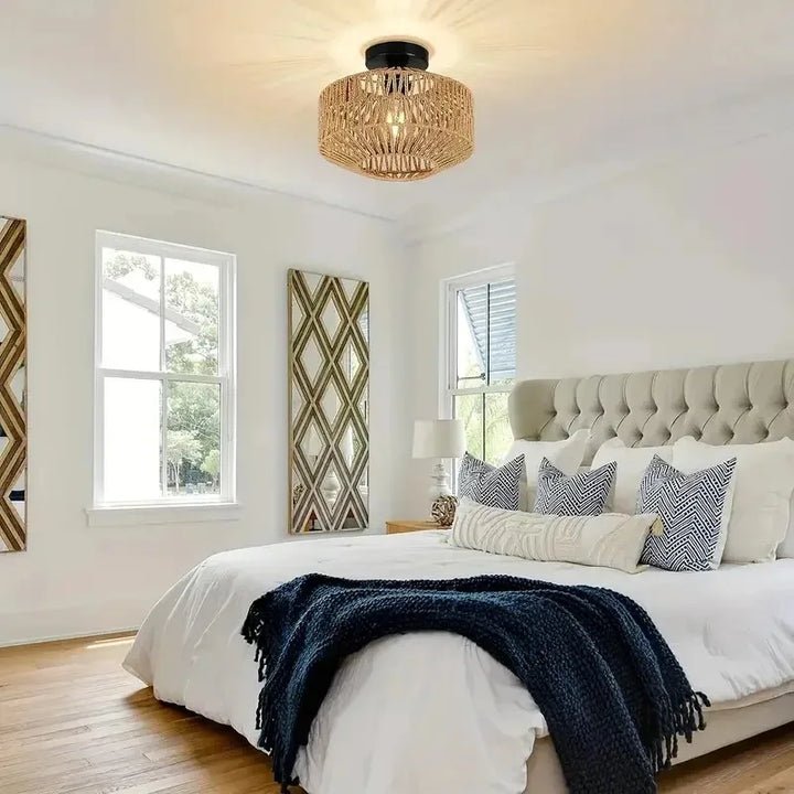 Classical Bamboo Weaving Chandelier Lamp - Handmade Pendant Light Hanging LED Ceiling Fixtures | Kalsten