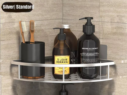 Skanto | Stylish and Practical No-Drill Shower Corner Shelf – Space-Saving Bathroom Storage Rack