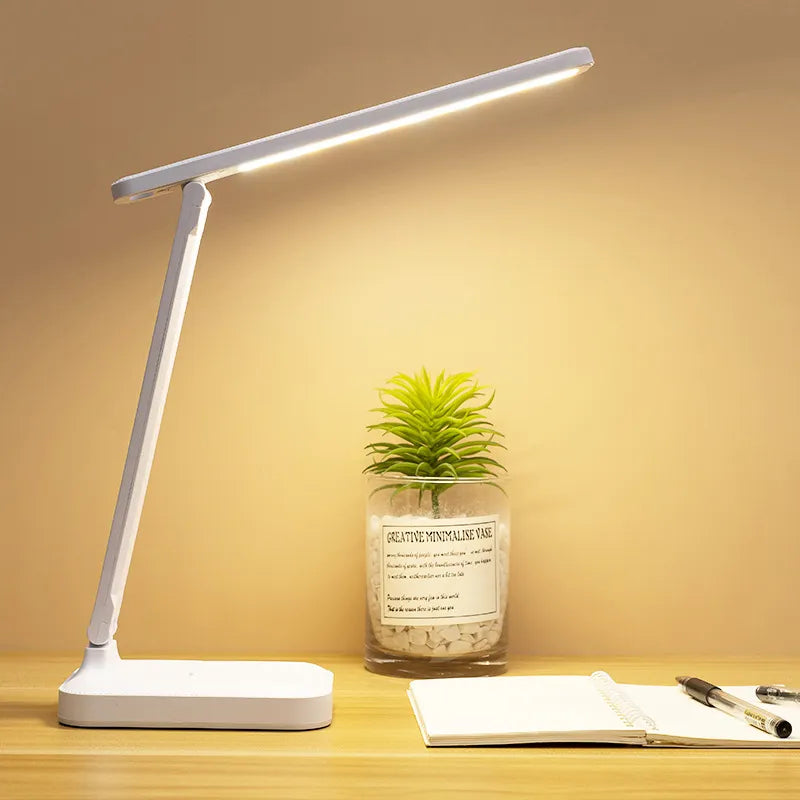 Kalsten | 6000mAh rechargeable LED table lamp USB 3 color stepless dimmable desk lamp touch foldable eye-protecting reading night light