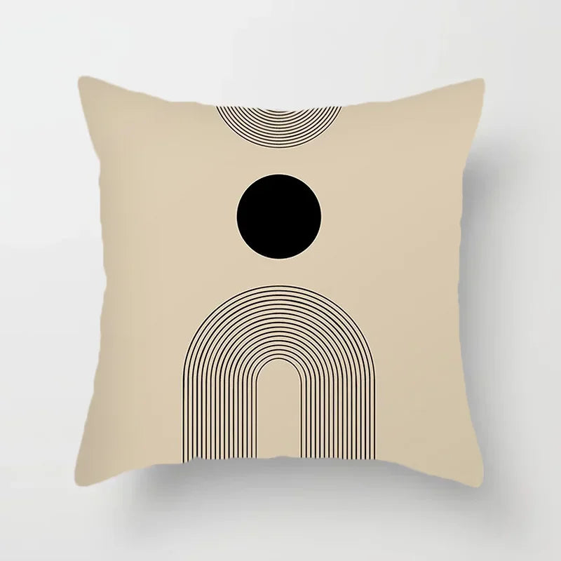 Aurum Cushion Cover - Modern Black-White Cushion Cover with Abstract Art Print Kalsten