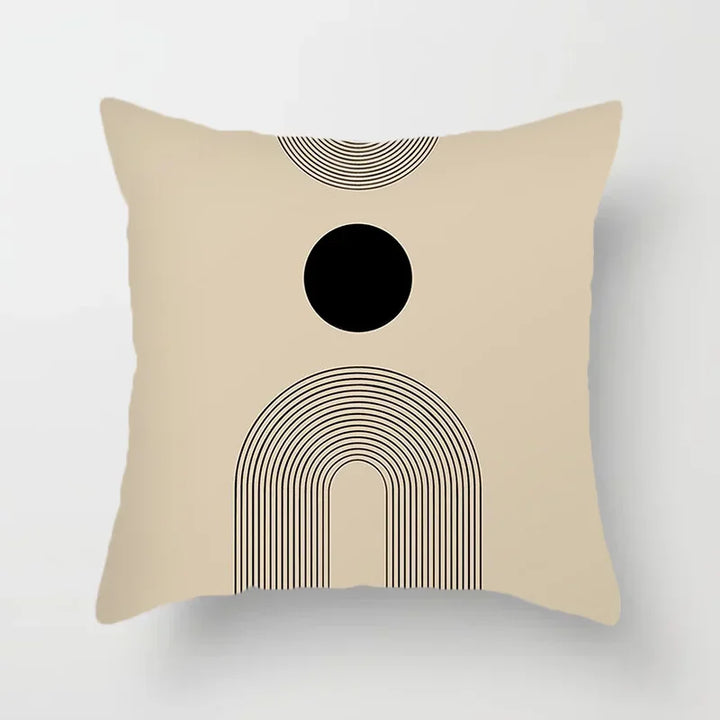 Aurum Cushion Cover - Modern Black-White Cushion Cover with Abstract Art Print Kalsten
