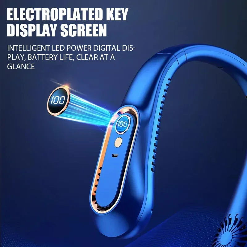 Hanging neck fan portable summer air cooler USB cooling fan with 5 speeds and digital displays - super technology and bladeless | Kalsten