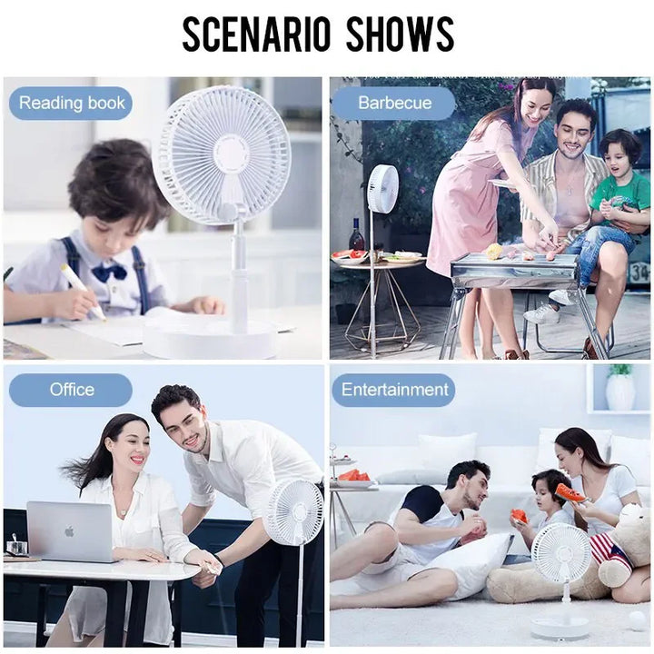 7200mAh USB Rechargeable Portable Folding Fan Floor Low Noise Fan for Outdoor Home Wireless Fan 4 Speed Camping Portable Fan | Kalsten