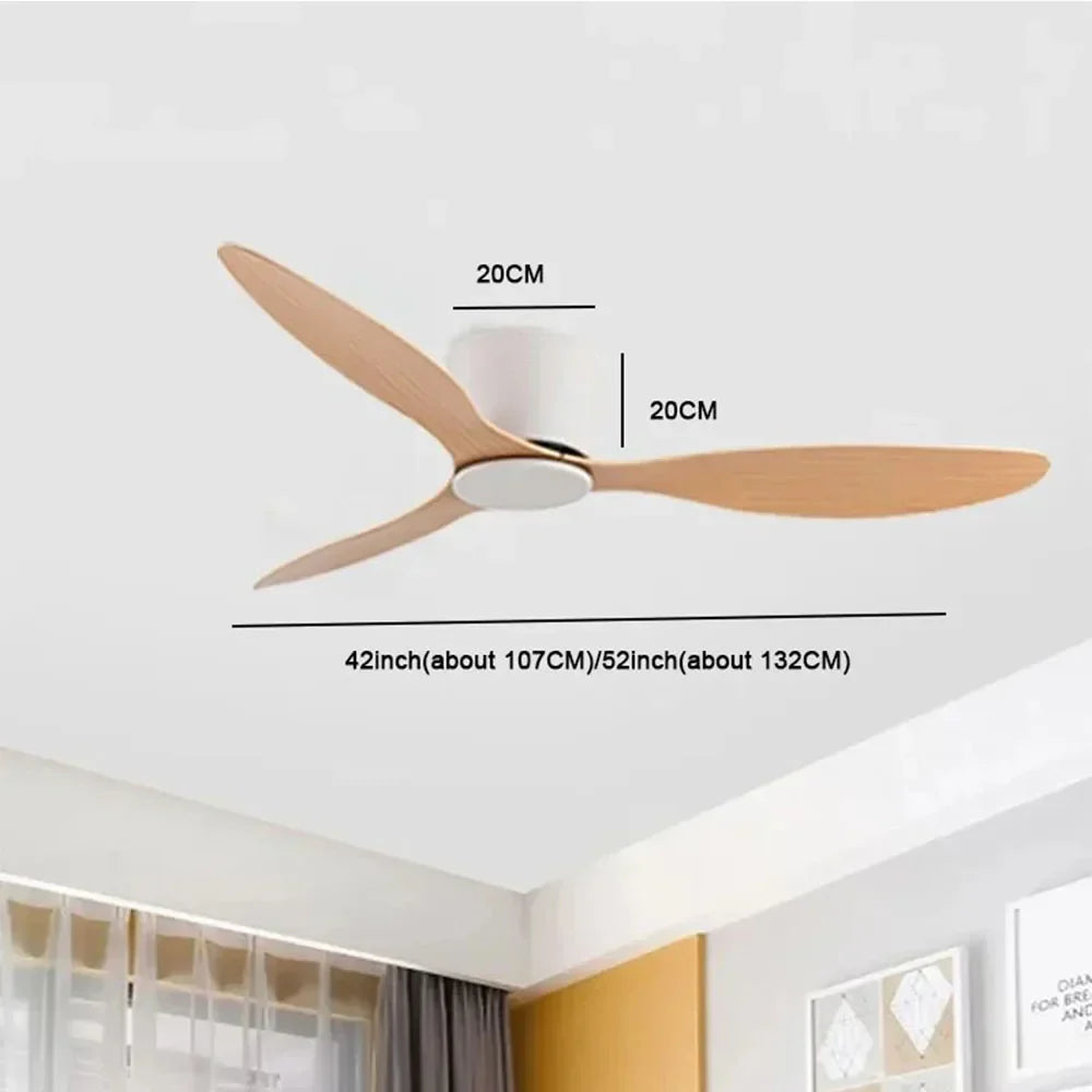 42-52 Inch Ceiling Fans with DC Motor — Remote Control Low Profile Cooling Fans, without Light, white Wood & black Options | Brehn