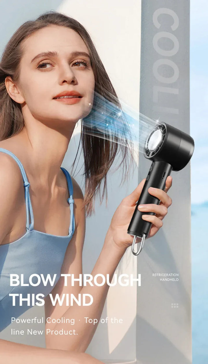 Silent High-Speed USB Handheld Fan – Portable Small Fan with LED Display, High Wind Power, and Cooling Air Conditioner Function | Kalsten