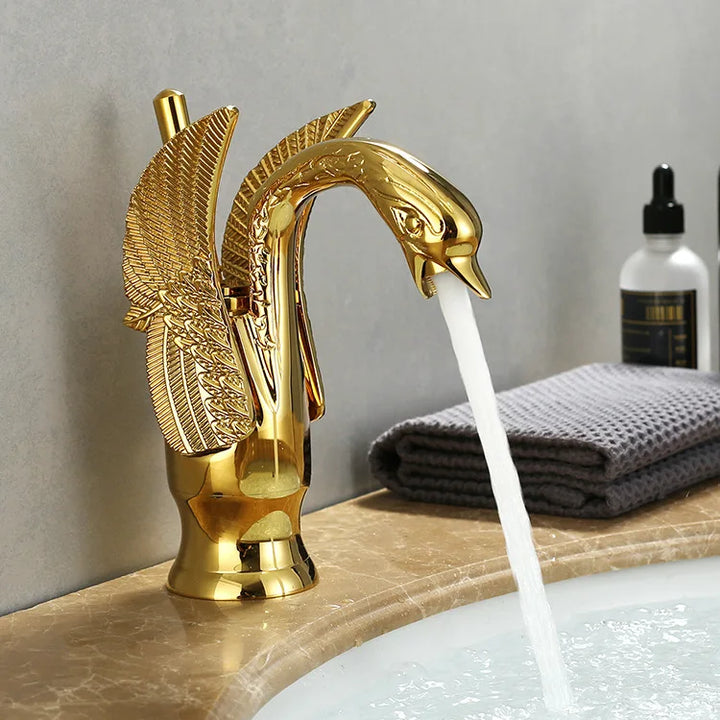 Gold Swan Basin Mixer Tap