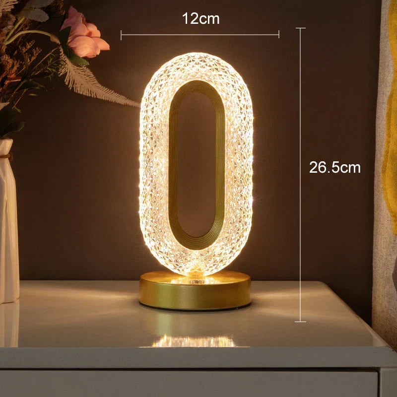 Crystal LED Table Lamp: Dimmable, USB Charging, Touch & Remote Control | Kalsten