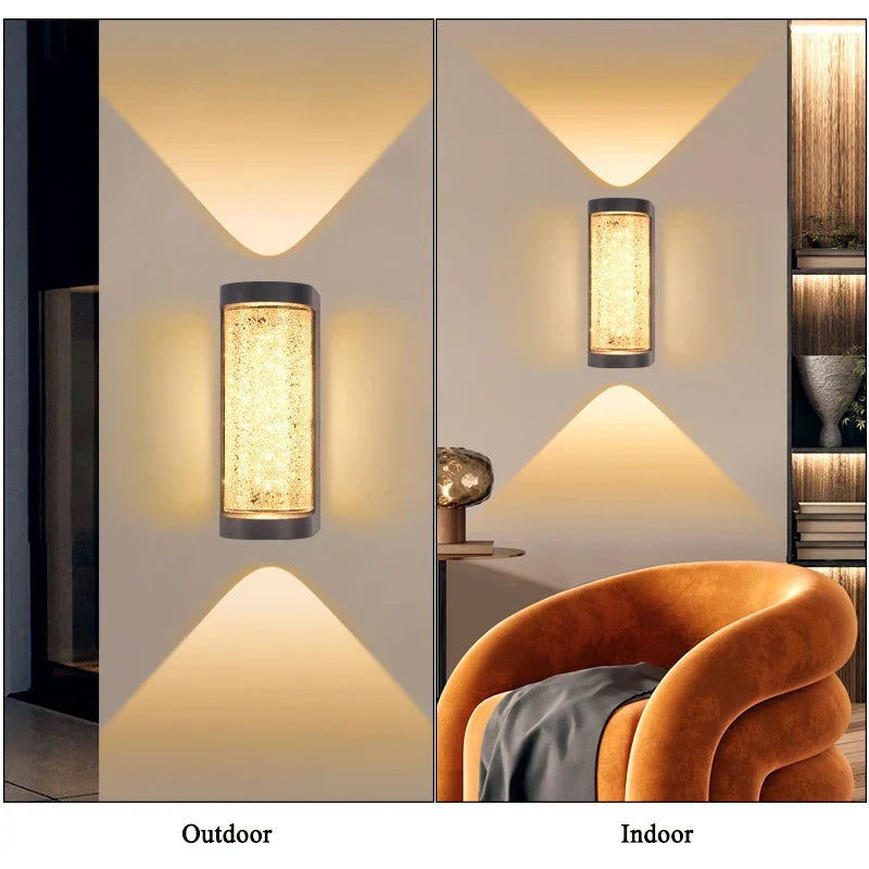 Modern Waterproof LED Outdoor Wall Lamp – Crystal Wall Sconce for Garden, Patio, and Doorway Lighting | Kalsten