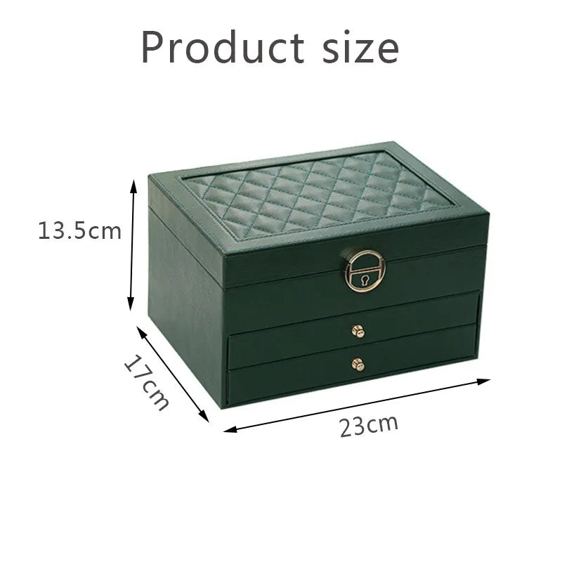 Lockable Multi-Layer Leather Jewelry Box Kalsten