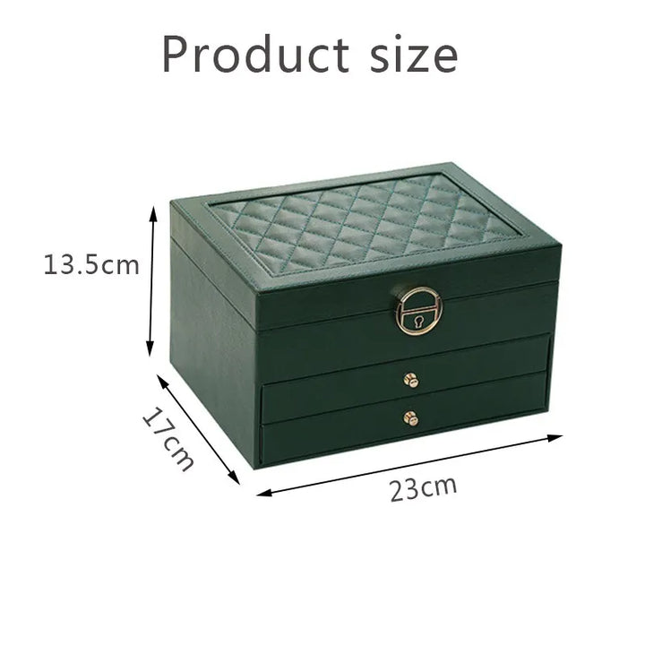 Lockable Multi-Layer Leather Jewelry Box Kalsten