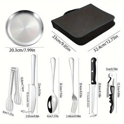 BowLift | Camping Cutlery Set Silviora Gear | 10/20-piece | Stainless Steel | For Outdoor, Picnic & Travel