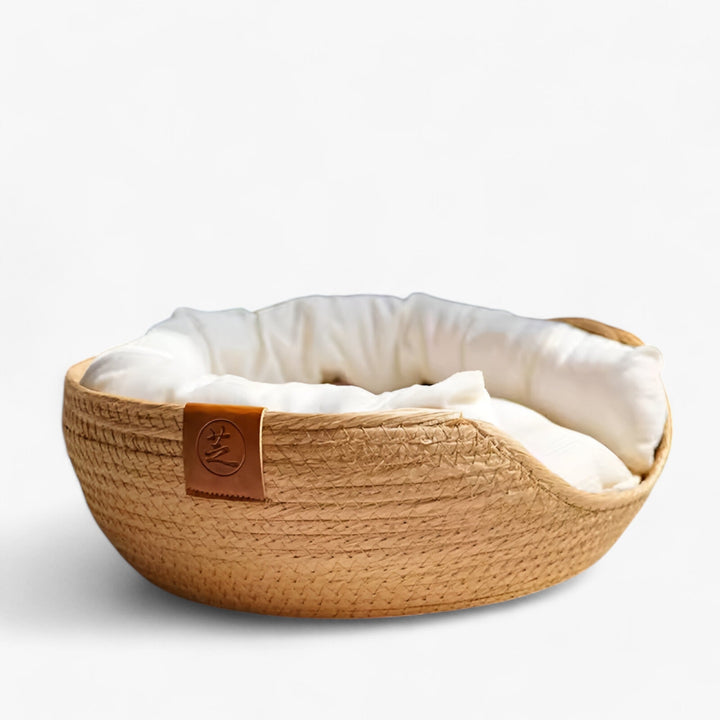 Kalsten | Handwoven Bamboo Pet Bed with Soft Cushion – Luna Nest