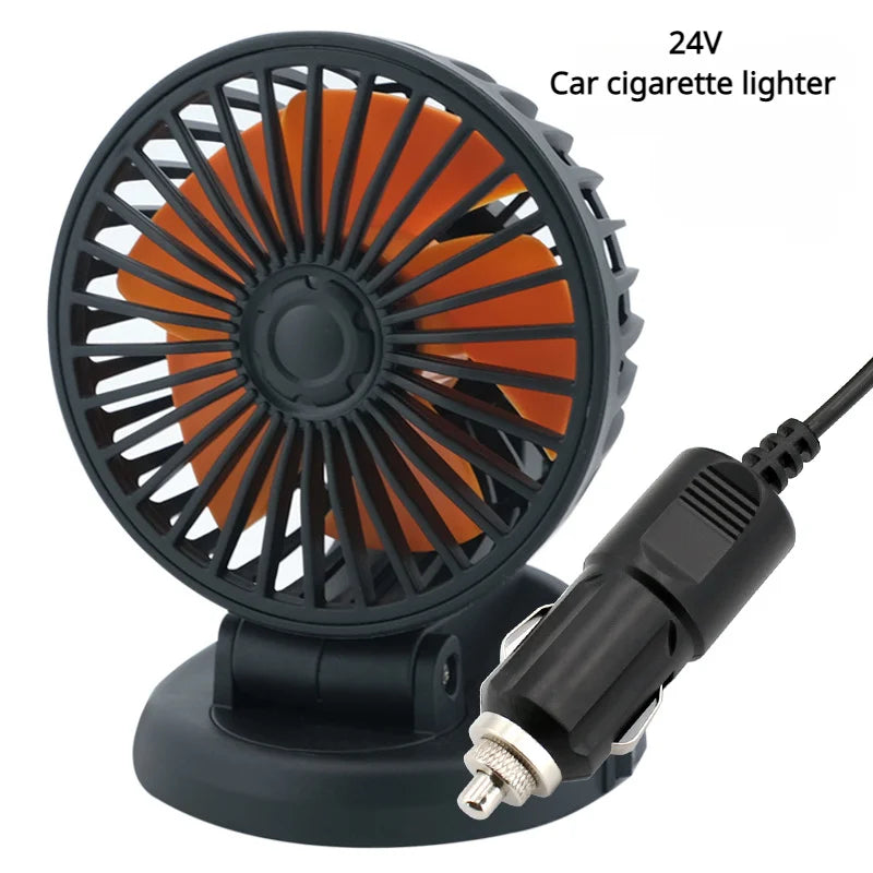 360° Adjustable Car Fan - 3-Head Automotive Electric Fan - USB/12V/24V - 2 Speeds - Silent Cooling for Home, Desk, Office & Car | Kalsten