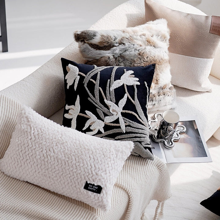 Embroidered Orchid Pillowcase | Kalsten