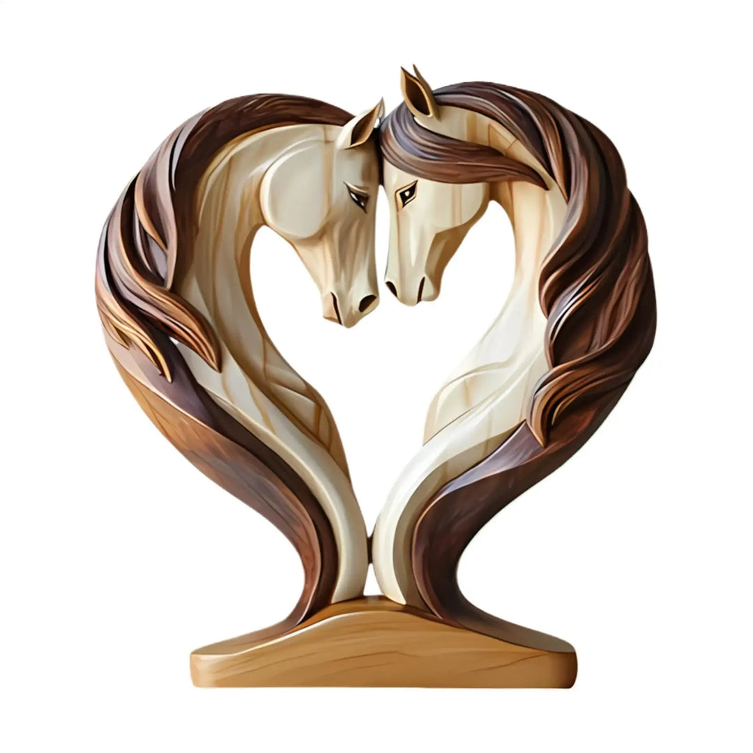 Kalsten | Equora Horse Sculpture | Horse Sculpture Wood | 2D Design in Embrace Pose | Decoration for Living Room, Office & Children's Room