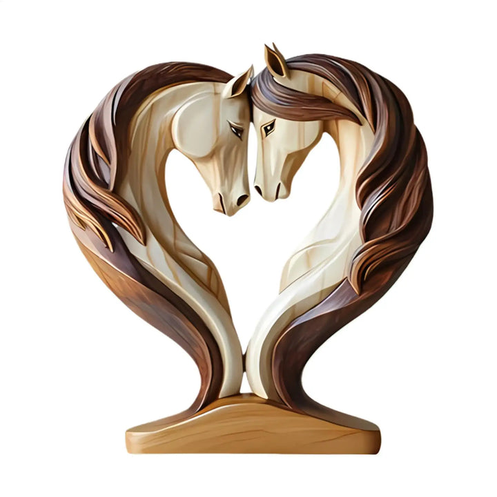 Kalsten | Equora Horse Sculpture | Horse Sculpture Wood | 2D Design in Embrace Pose | Decoration for Living Room, Office & Children's Room