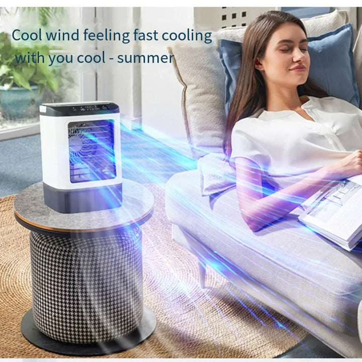 USB Portable Mini Air Conditioner Fan – 3-Speed Desktop Cooling Fan with LED Night Light, Air Cooler for Home, Office, and Camping | Kalsten